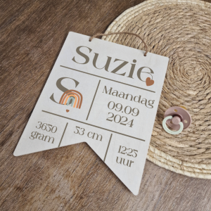 Houten banner Suzie